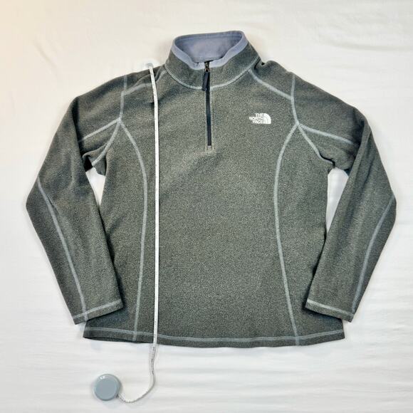 North Face TNF Gray Quarter Zip Fleece Pullover Women's Large Outdoor Gorpcore - Picture 3 of 13